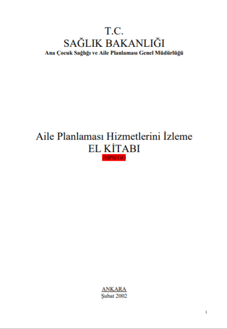 Aile Planlaması Hizmetlerini İzleme El Kitabı