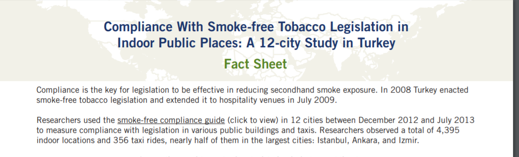Compliance With Smoke-free Tobacco Legislation Observations of Smoking, Ashtrays, Cigarette Butts, and Smoking Signs in Indoor and Outdoor Public Places: A 12-city Study in Turkey