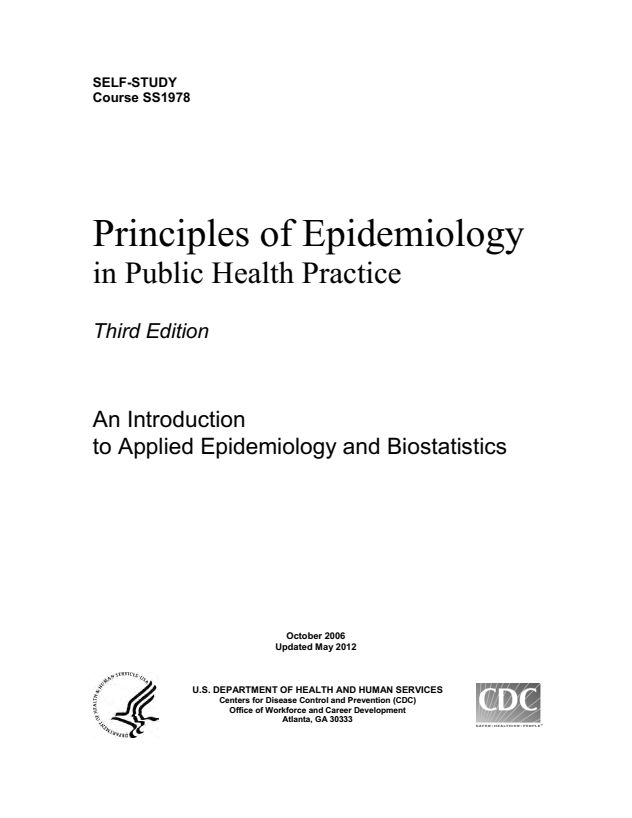 Principles of Epidemiology in Public Health Practice