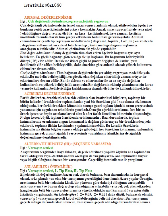 İstatistik Sözlüğü