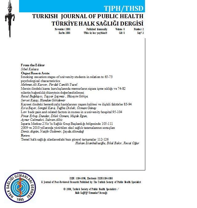 Türkiye Halk Sağlığı Dergisi Vol:8 No:2 2010