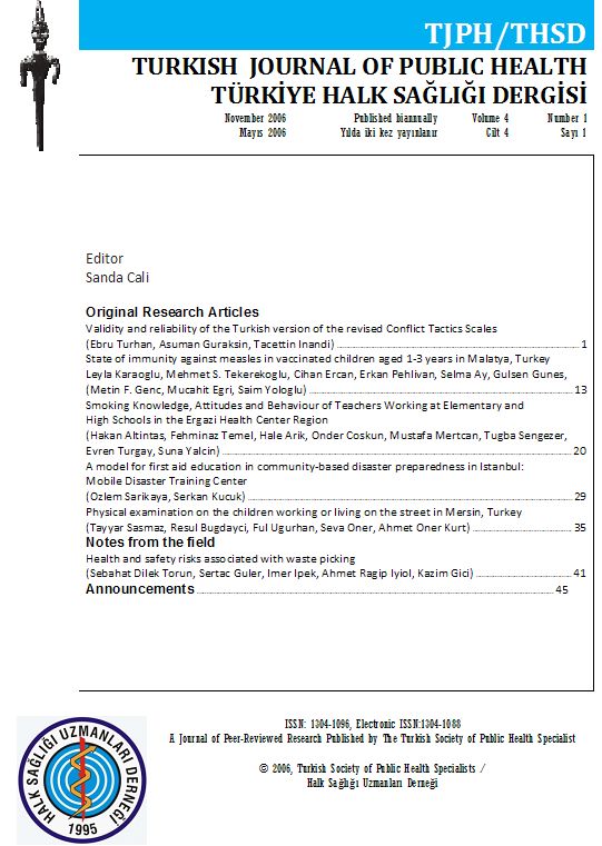 Türkiye Halk Sağlığı Dergisi Vol:4 No:1 2006