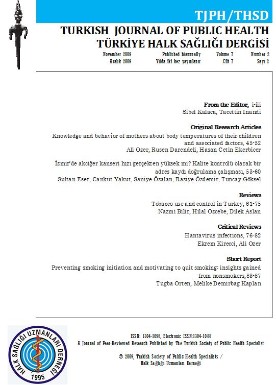 Türkiye Halk Sağlığı Dergisi Vol:7 No:2 2009