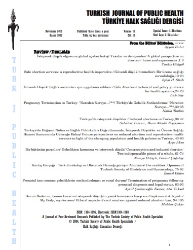Türkiye Halk Sağlığı Dergisi Vol:10 Özel Sayı No:1 2012