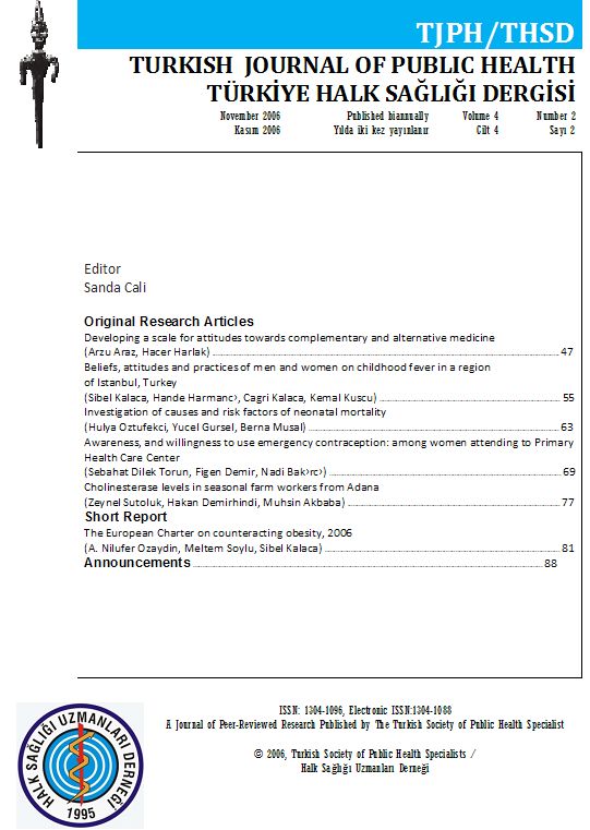 Türkiye Halk Sağlığı Dergisi Vol:4 No:2 2006