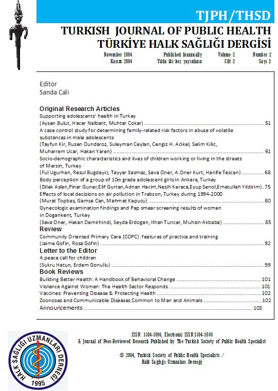 Türkiye Halk Sağlığı Dergisi Vol:2 No:2 2004