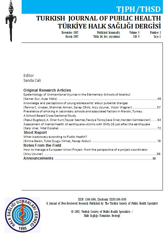 Türkiye Halk Sağlığı Dergisi Vol:5 No:2 2007