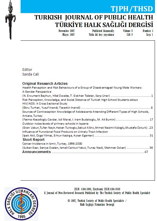 Türkiye Halk Sağlığı Dergisi Vol:5 No:1 2007