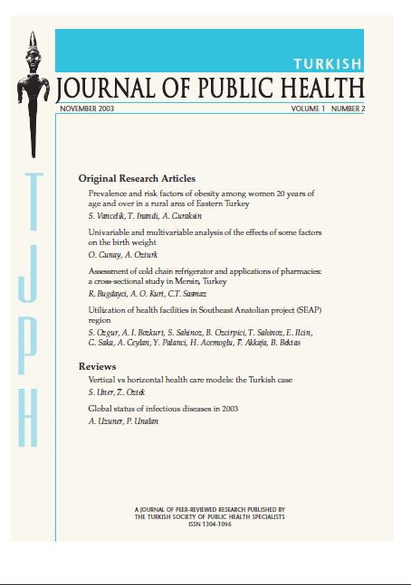 Türkiye Halk Sağlığı Dergisi Vol:1 No:2 2003