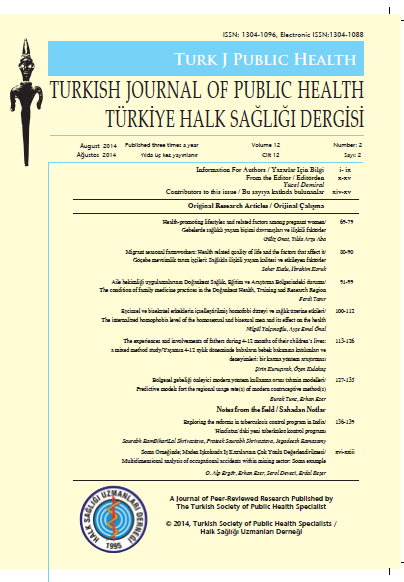Türkiye Halk Sağlığı Dergisi Vol:12 No:2 2014