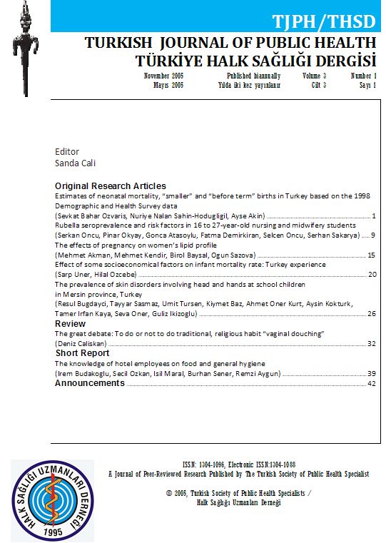 Türkiye Halk Sağlığı Dergisi Vol:10 No:2 2012