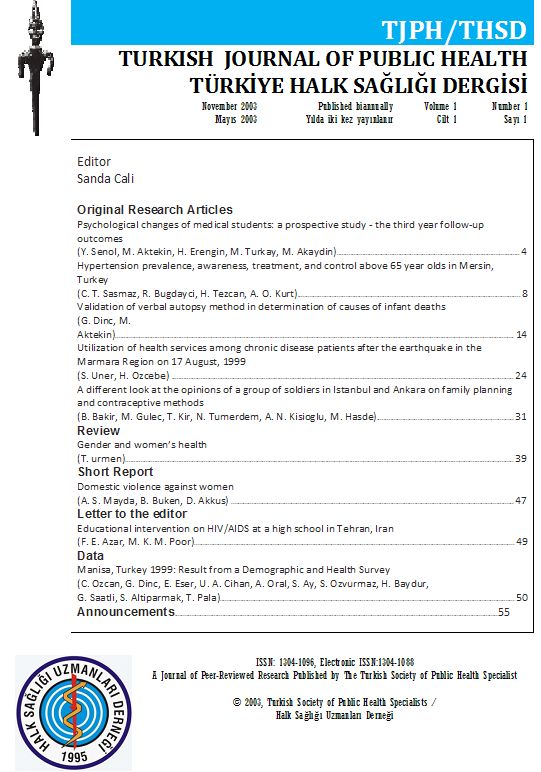 Türkiye Halk Sağlığı Dergisi Vol:10 No:3 2012