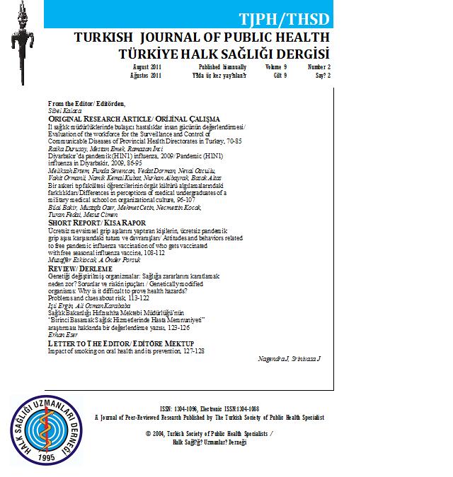 Türkiye Halk Sağlığı Dergisi Vol:11 No:1 2013