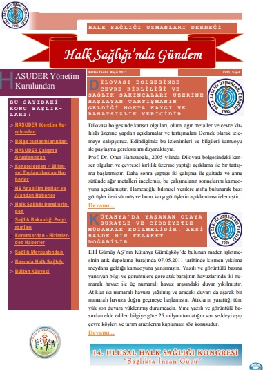 Halk Sağlığında Gündem 2011, Cilt 1, Sayı 4 Mayıs
