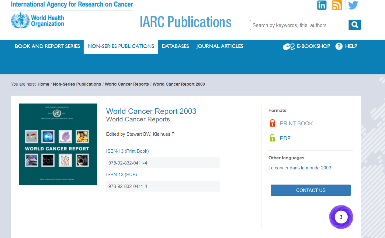 World Cancer Report 2003