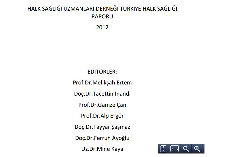 Halk Sağlığı Uzmanları Derneği Türkiye Halk Sağlığı Raporu