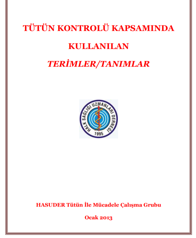  Tütün Kontrolü Kapsaminda Kullanilan Terimler/Tanimlar /2013