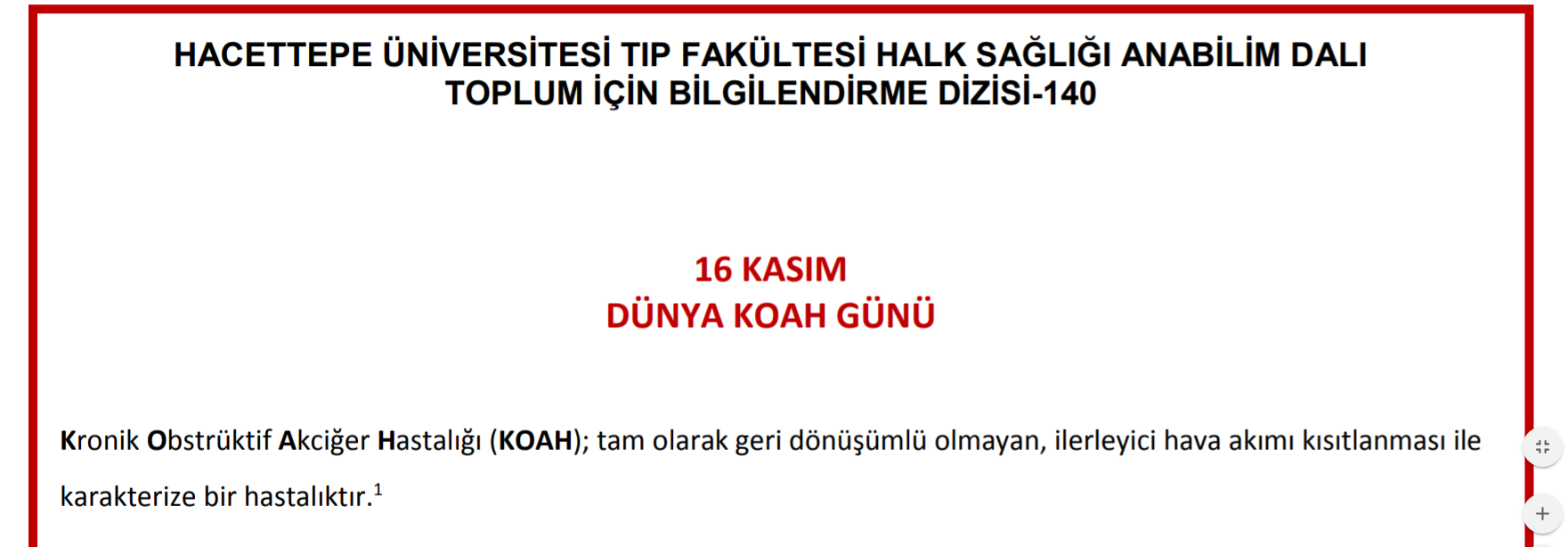 16 Kasım Dünya KOAH günü