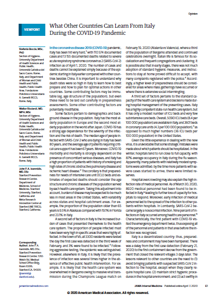 What Other Countries Can Learn From Italy During the COVID-19 Pandemic