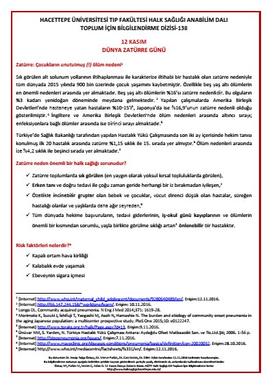 12 Kasım Dünya Zatürre Günü - HÜTF Halk Sağlığı AD Toplum İçin Bilgilendirme Serisi