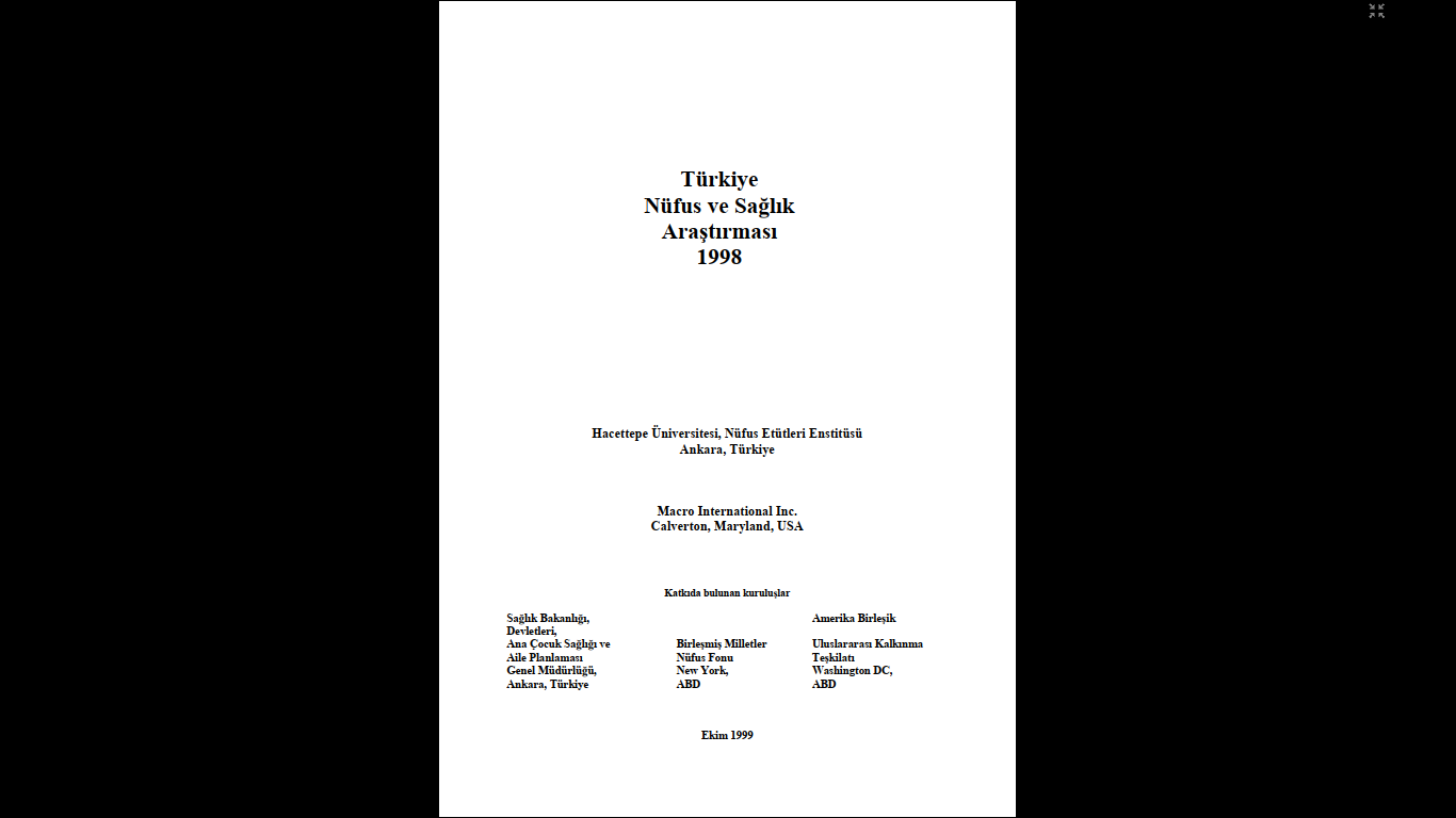 Türkiye Nüfus ve Sağlık Araştırması 1998